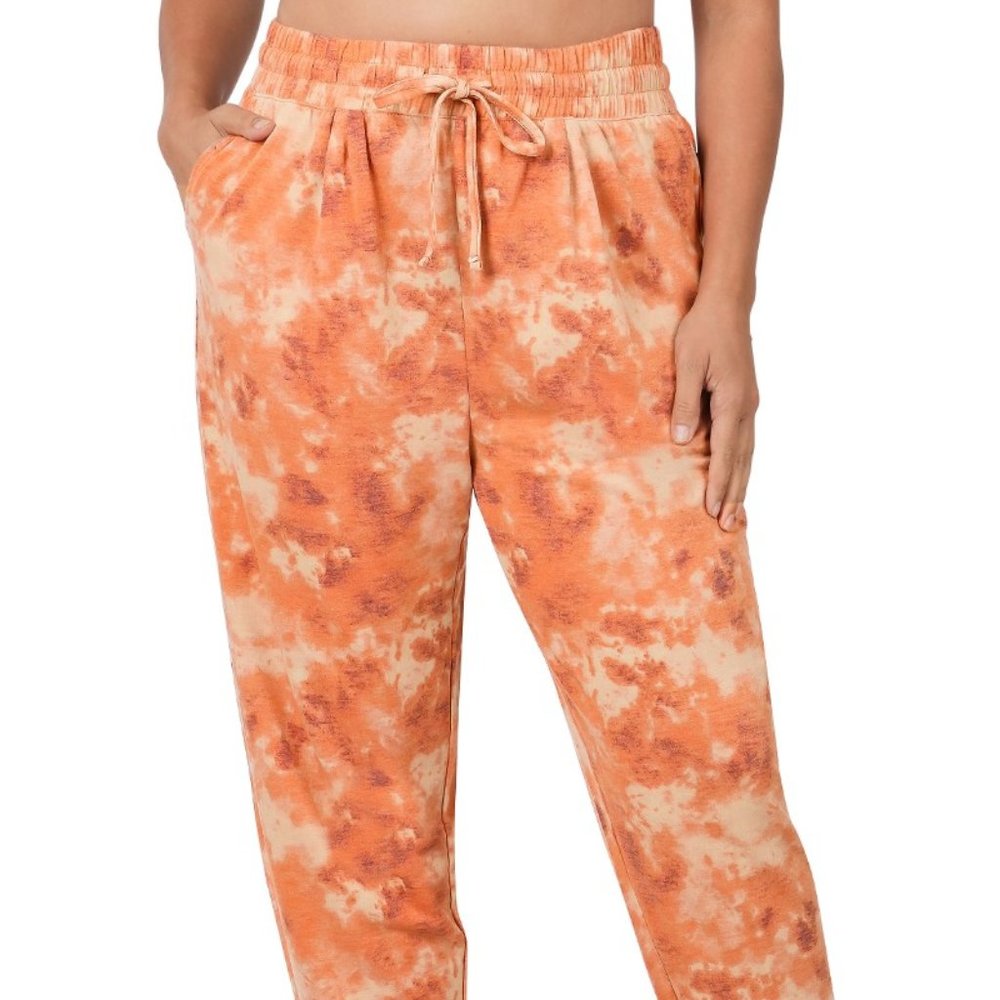 PLUS 2X FRENCH TERRY TIE DYE DRAWSTRING ELASTIC WAIST JOGGER WITH SIDE POCKETS